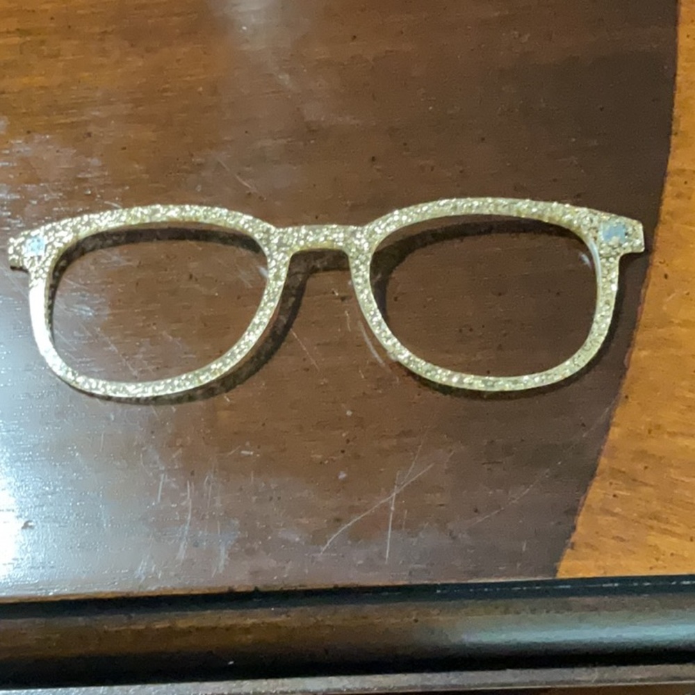 Pair Gold Glitter Eyeglass toppers